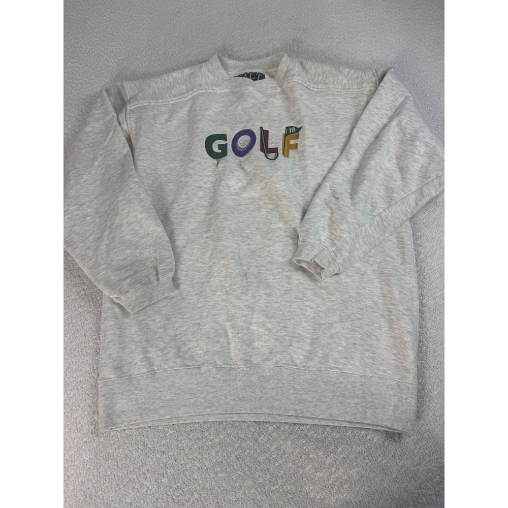Galt Sand Mens Golf Crewneck Pullover‎ Sweatshirt Light Gray Cotton Blend Large